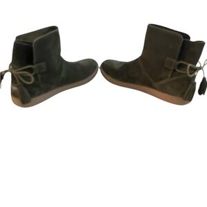 Dark Green Suede Ankle Boots